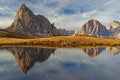 Reflections of peaks on a mountain lake waters Royalty Free Stock Photo