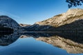 Mountains with Reflection on Lake During Sunset Royalty Free Stock Photo