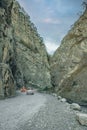 mountains in the Republic of North Ossetia-Alania.karmadon gorge Royalty Free Stock Photo