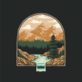 Mountains with river t-shirt graphic design