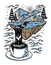 Mountains and rivers of coffee illustration