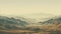 Scenic Mountain Range With Muted Earth Tones - Retro Filtered Uhd Image