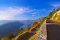 Mountains road and Kotor Bay on sunset - Montenegro Royalty Free Stock Photo