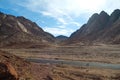 Mountains and road near Saint Catherines Monastery in Sinai peninsula, Egypt Royalty Free Stock Photo