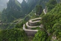 Mountains road in Tianmenshan nature park - China