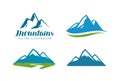 Mountains, rock logo or label. Mountaineering, climbing, alpinism icon. Vector illustration Royalty Free Stock Photo