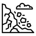 Mountains rockfall icon, outline style