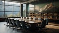 Mountains rocky view boardroom interior ai generated background image