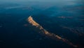 Mountains of Romania. Aerial view of Piatra Craiului National Park in sunset light. Royalty Free Stock Photo