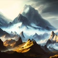 Mountains and rugged terrain landscape