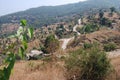 mountains, ruins, houses