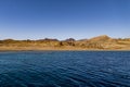 Mountains and sand desert near Red sea. Seacoast panorama Sharm El Sheikh, Egypt