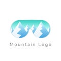 Mountains scenery place in ski glasses form. Logo design template vector illustratuion