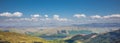 Mountains of Scotland panorama view. Ben Lawers range and Loch Earn - view from summit of Ben Vorlich Royalty Free Stock Photo