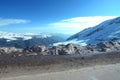 Mountains seen from the road to Nevado Snowy Valley in Chile South America.