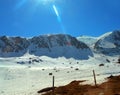 Mountains seen from the road to Nevado Snowy Valley in Chile South America.