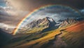 Mountains of Serenity: Alpine Beauty Beneath a Rainbow