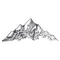 Mountains set. Hand drawn rocky peaks. Vector