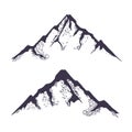 Mountains set. Hand drawn rocky peaks. Vector