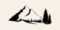 Mountains silhouettes. Mountains vector, Mountains vector of outdoor design elements, Mountain scenery, trees, pine vector,