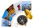 Mountains ski Austria images and compass Royalty Free Stock Photo