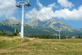 Mountains and ski-lift in High Tatras.