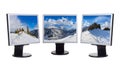 Mountains ski resort Kaprun Austria panorama in computer screens