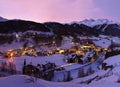 Mountains ski resort Solden Austria at sunset Royalty Free Stock Photo