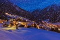 Mountains ski resort Solden Austria at sunset