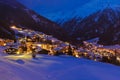 Mountains ski resort Solden Austria at sunset Royalty Free Stock Photo