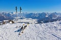 Mountains skis and ski-sticks - St. Gilgen Austria Royalty Free Stock Photo