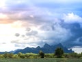 Landscape with blue sky during rainy season