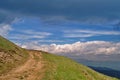 Mountain landscape and storm clouds - Baiului Mountains, landmark attraction in Romania