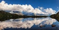 Mountains and sky reflected in Lac De Cheserys Royalty Free Stock Photo