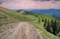 Mountain landscape at sunset - Baiului Mountains, landmark attraction in Romania Royalty Free Stock Photo