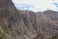 Mountains sloping down into a valley in the Urubamba Mountain Range, Andes Mountains in the Cusco Region of Peru