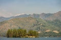 Mountains and small island at Whiskeytown Lake in Northern California