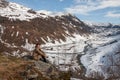 Mountains, snow-covered fjord