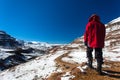 Mountains Snow Hiker Explore Royalty Free Stock Photo