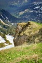 Mountains Snow Summer Meadow Sunny weather