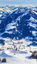 Mountains with snow in winter. Ski resor Brixen im Thalef. Tyrol, Austria