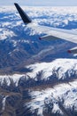 Mountains in the Southern Alps in New Zealand`s South Island, aerial view from commercial airplane Royalty Free Stock Photo