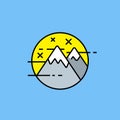 Mountains stars line icon