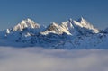 Mountains summits over clouds Royalty Free Stock Photo