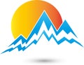 Mountains and sun, sports and travel logo Logo