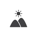 Mountains and sun vector icon