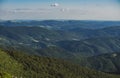 Mountains traveling. Mountain range and tree forest. Nature landscape. National Park. Travel landmark.