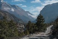 Mountains trekking Annapurna circuit, Marshyangdi river valley