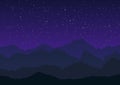 Mountains under starry sky vector