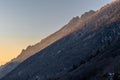 Mountains in Utah in little cottonwood canyon at sunset